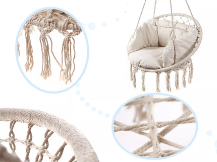 Pakabinamas hamakas + pagalvė (baltas)