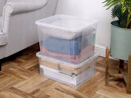 Permatomas plastikinis laikymo konteineris su dangčiu, 30 l