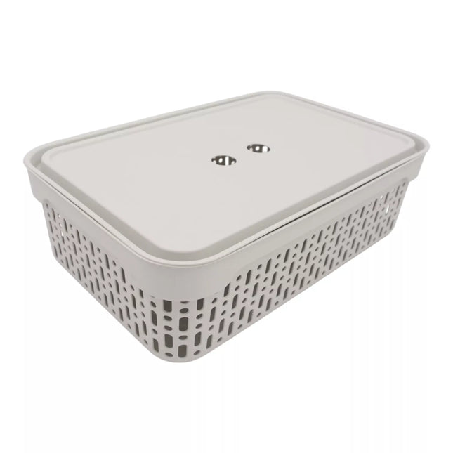 White Plastic Box with Lid 40x30x13 cm