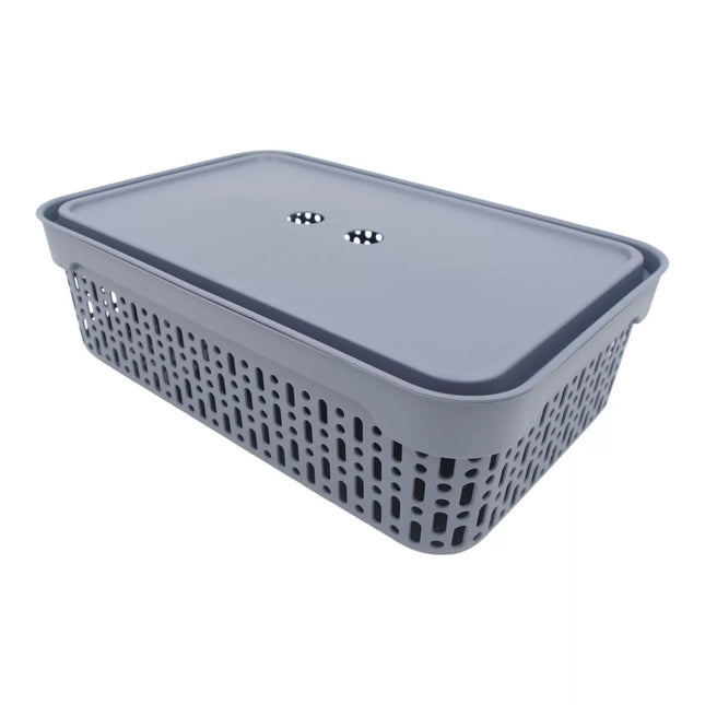 Plastic Box with Lid 40x30x13 cm GREY