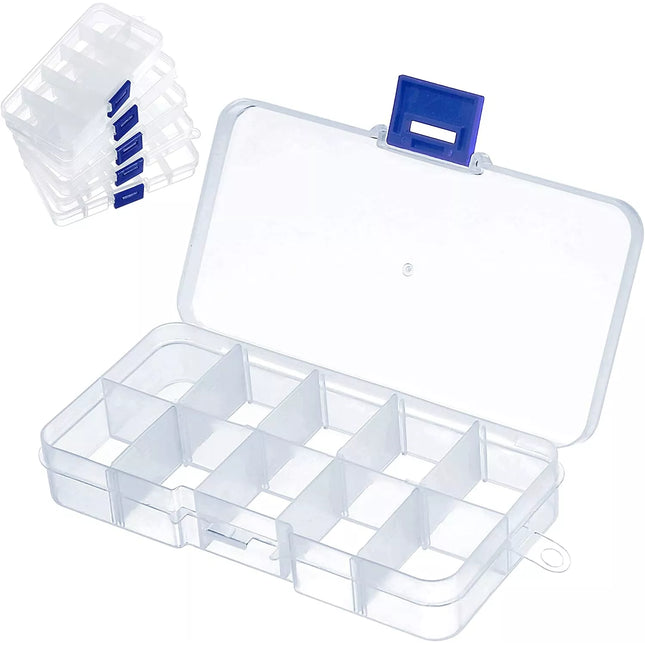 Plastikinė dėžutė, 10 skyrelių