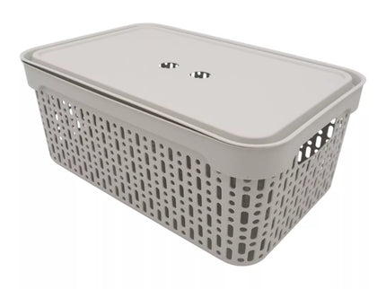 White Plastic Box with Lid, 30x20x13 cm