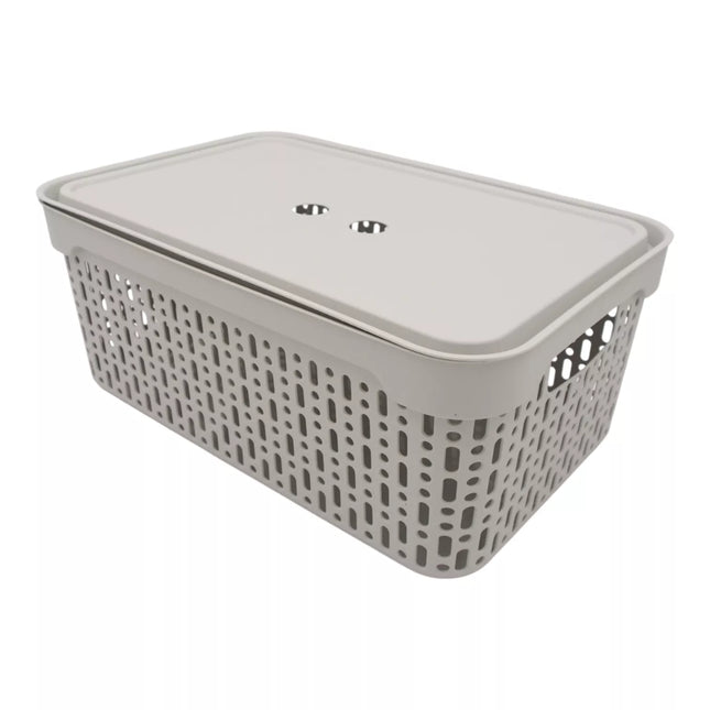 White Plastic Box with Lid, 30x20x13 cm