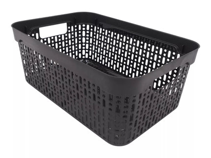 Black Plastic Box with Lid, 30x20x13 cm