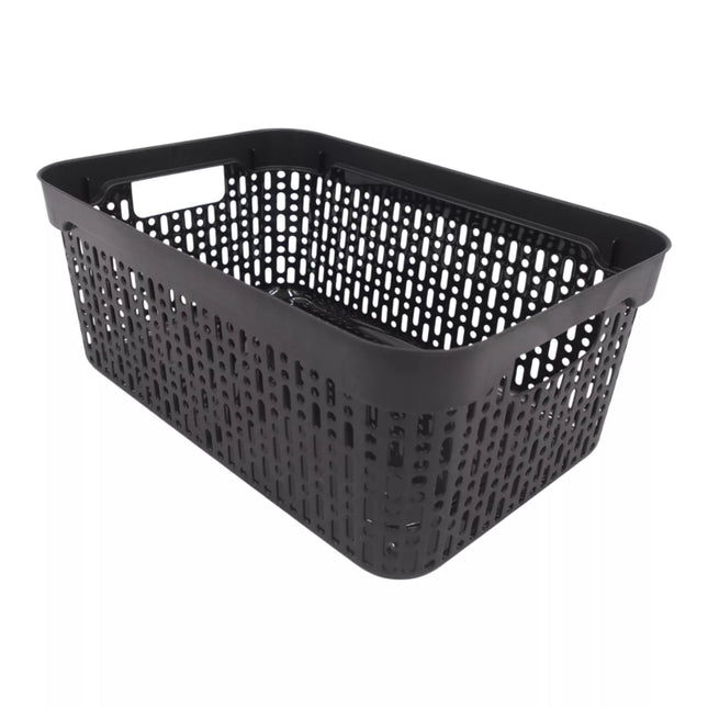 Black Plastic Box with Lid, 30x20x13 cm