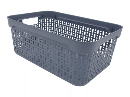 Grey Plastic Storage Box with Lid, 30x20x13 cm