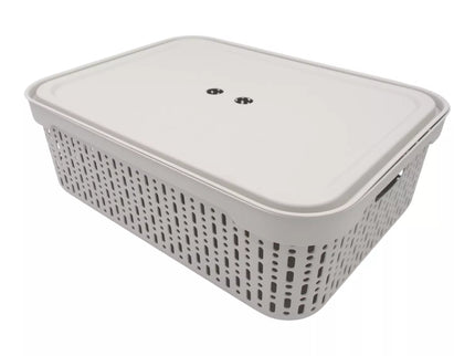 Plastic box with lid, 30x20x9 cm WHITE