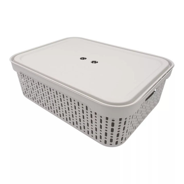 Plastic box with lid, 30x20x9 cm WHITE