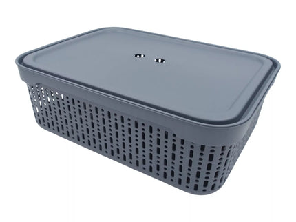 Plastic box with lid, 30x20x9 cm GREY