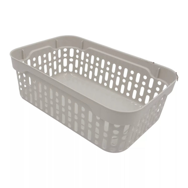 White plastic box with holes, 18 × 12 × 6 cm