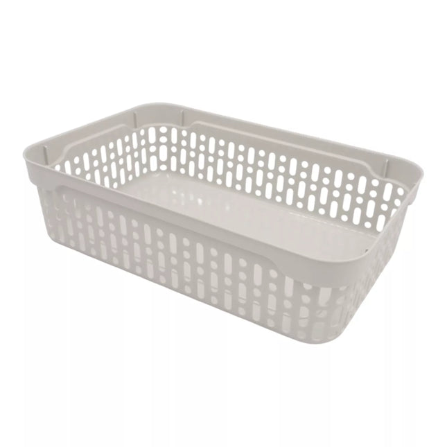 White Plastic Box with Holes, 22 x 14.5 x 6 cm