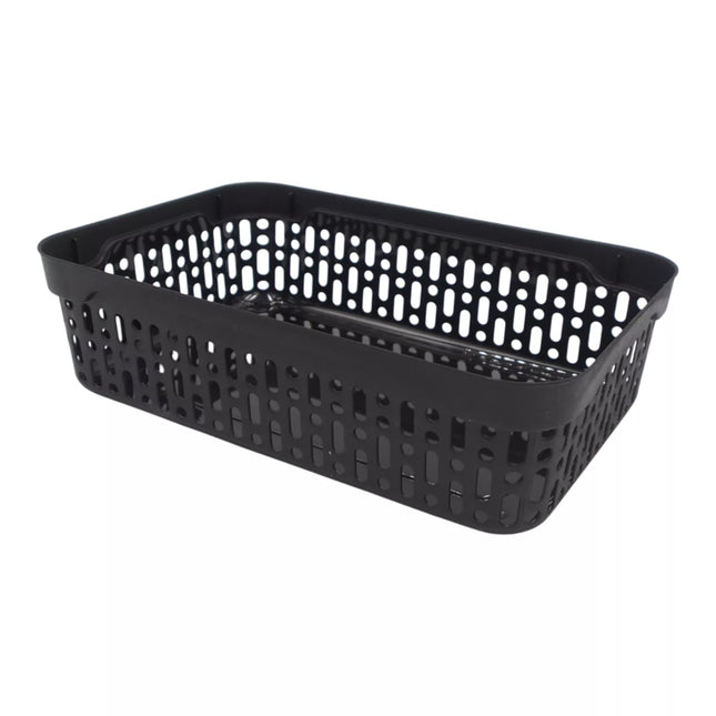 Plastic box with holes, 22 x 14.5 x 6 cm, BLACK