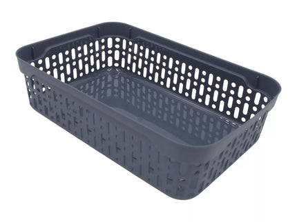 Gray Plastic Box with Holes, 22 x 14.5 x 6 cm