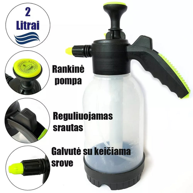 Rankinis slėginis sodo purkštuvas 2 l (skaidrus)