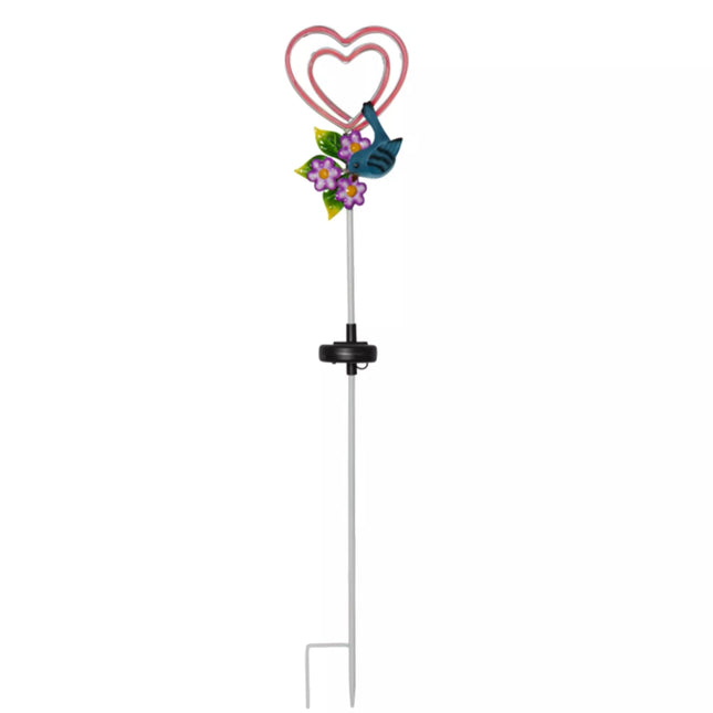 Saulės šviestuvas „Širdis su paukšteliu“