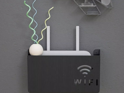 Sieninė lentyna Wi-Fi maršrutizatoriui (Juoda)