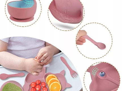 Silikoninis valgymo rinkinys vaikams - Violetinė