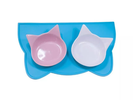 Silikoninis padėklas dubenėliams Gato, 44x25 cm, žydras