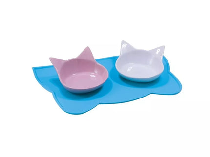 Silikoninis padėklas dubenėliams Gato, 44x25 cm, žydras