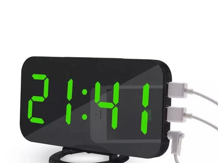 Digital Clock with Thermometer - Green