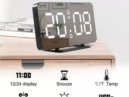 Digital Clock with Thermometer - Green
