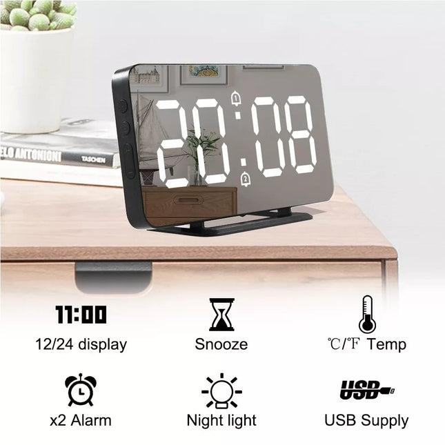 Digital Clock with Thermometer - Green