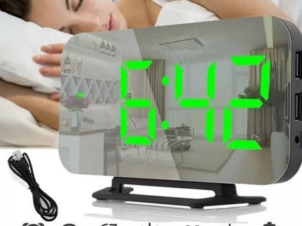 Digital Clock with Thermometer - Green