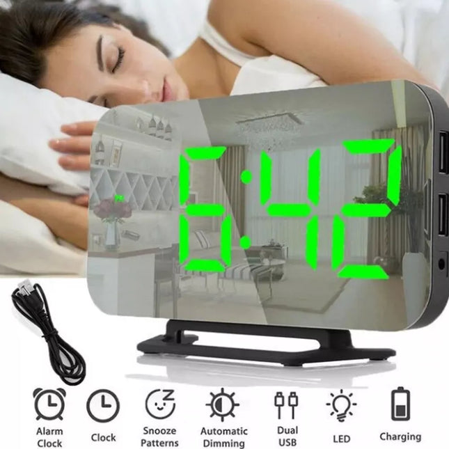 Digital Clock with Thermometer - Green