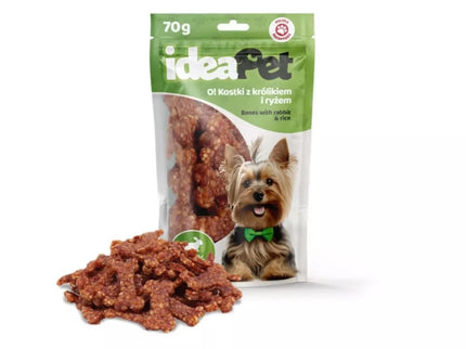 Skanėstas šunims kauliukai su triušiena ir ryžiais, 70 g