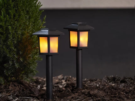 Sodo žibintai su saulės baterija, 2 vnt. rinkinys