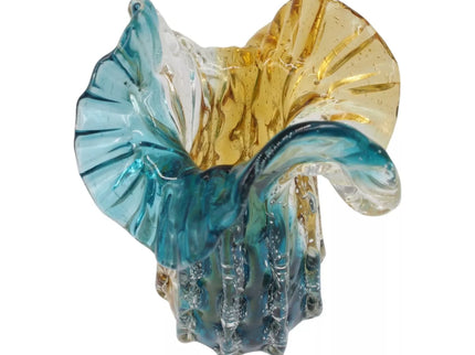 Spalvota rankų darbo stiklo vaza, 24×27 cm