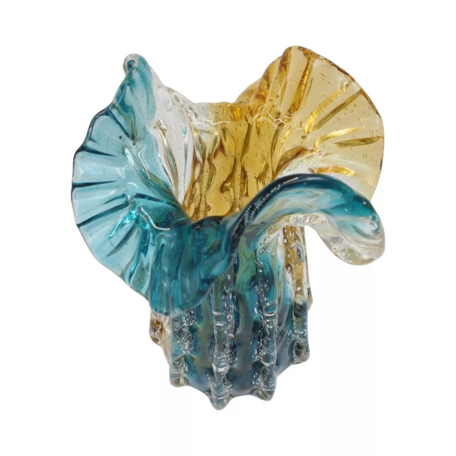 Spalvota rankų darbo stiklo vaza, 24×27 cm