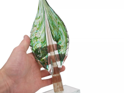 Stiklinė dekoracija „Lapas“, 12×7×32.5 cm Žalias