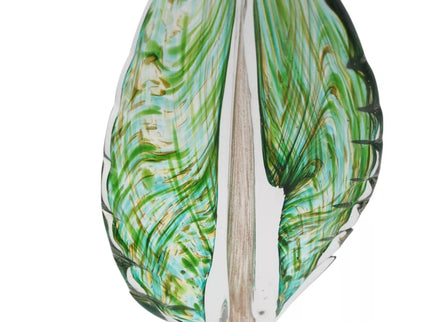 Stiklinė dekoracija „Lapas“, 12×7×32.5 cm Žalias