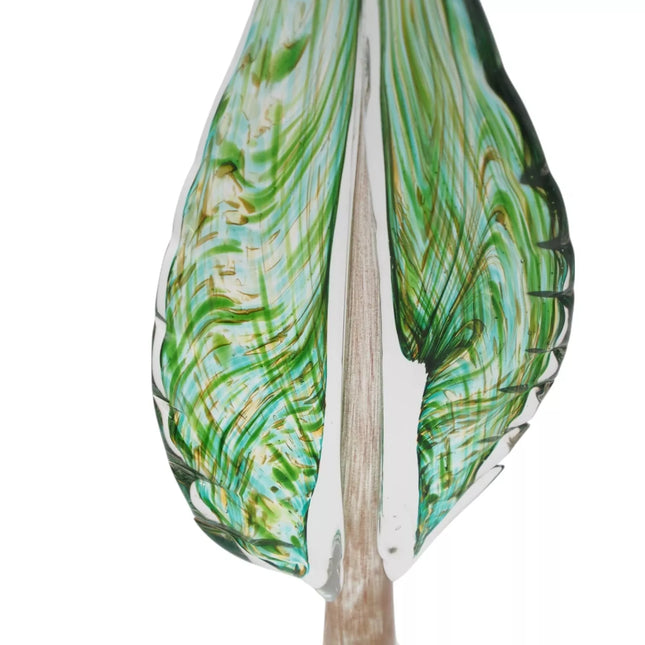 Stiklinė dekoracija „Lapas“, 12×7×32.5 cm Žalias