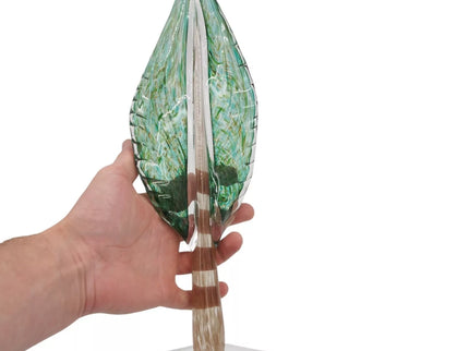 Stiklinė dekoracija „Lapas“, 13×9×41 cm ŽALIAS