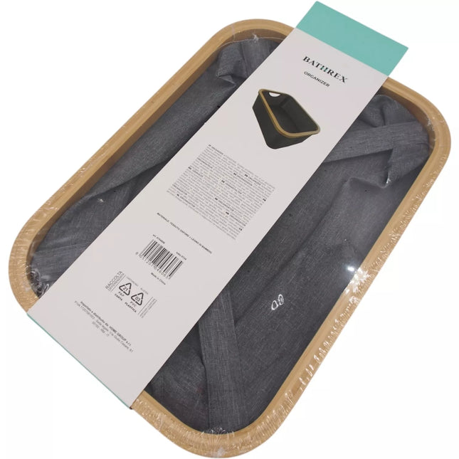 Sulankstomas audinio krepšys su bambuko rėmu BATHREX, 38×26×18 cm