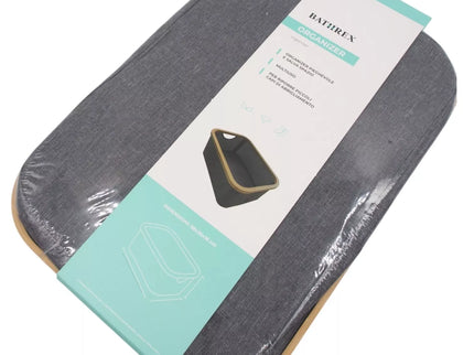 Sulankstomas audinio krepšys su bambuko rėmu BATHREX, 38×26×18 cm