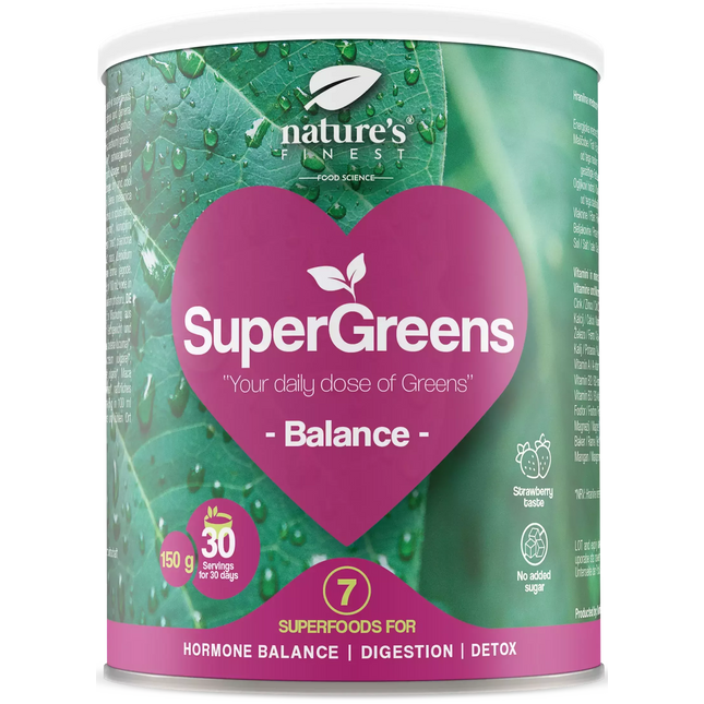 Nature's Finest supermaisto mišinys balansui „SuperGreens BALANCE“, ekologiškas 150 g.