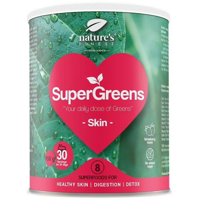 Nature's Finest supermaisto mišinys odai „SuperGreens SKIN“, ekologiškas 150 g.