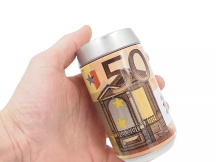 Taupyklė „Gėrimo skardinė“ su euro banknotų dizainu