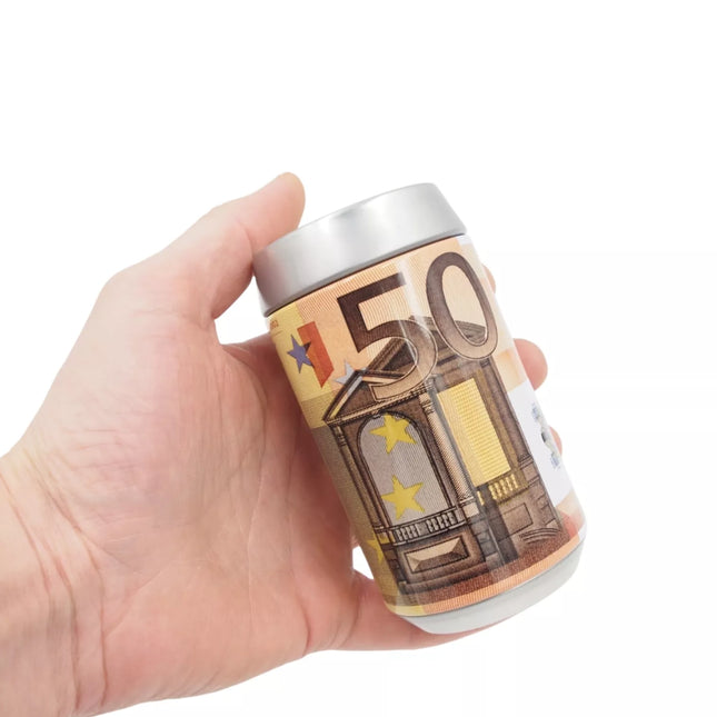 Taupyklė „Gėrimo skardinė“ su euro banknotų dizainu