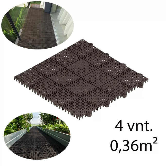Patio tiles, 4 pieces (BROWN)