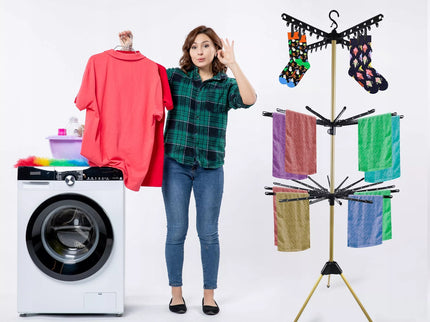 Trijų aukštų vertikali drabužių džiovyklė