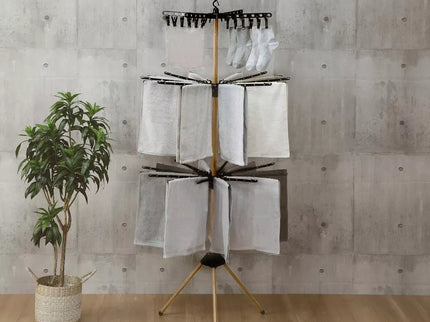 Trijų aukštų vertikali drabužių džiovyklė