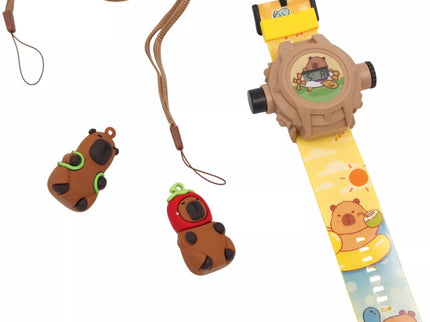 Vaikiškas laikrodis su projekcija „Capibala“ + pakabukai