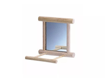 Bird Toy Mirror with Perch, 10x10 cm