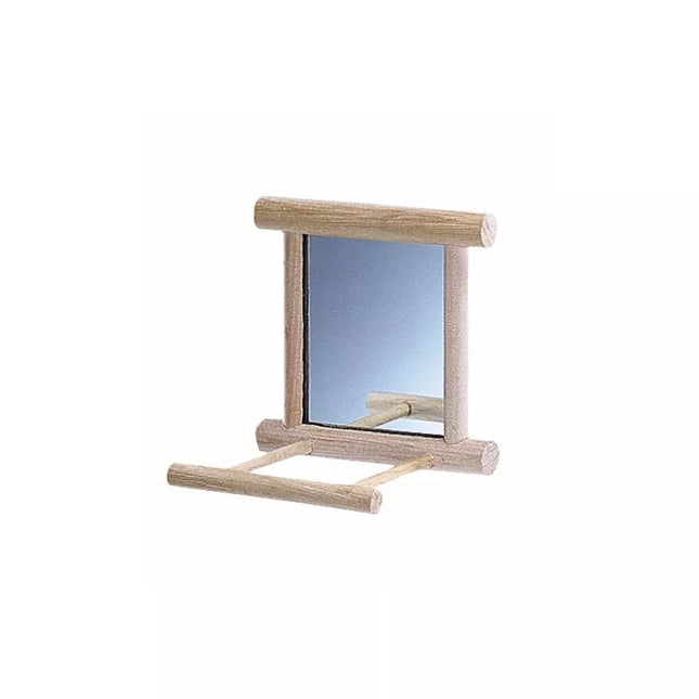 Bird Toy Mirror with Perch, 10x10 cm