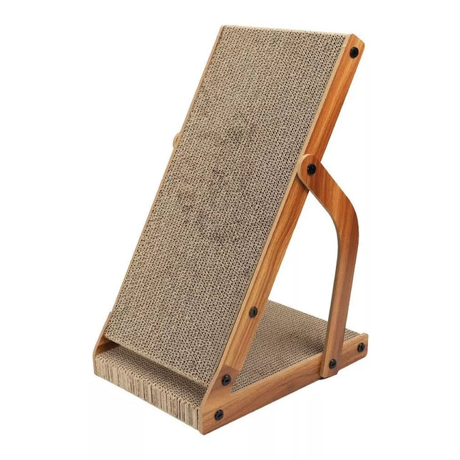 Vertikali kačių draskyklė su mediniu rėmu ir žaisliuku