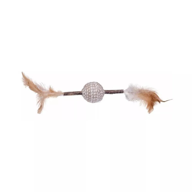 Cat Toy Ball with Matatabi Stick and Feathers, 4.5x8 cm